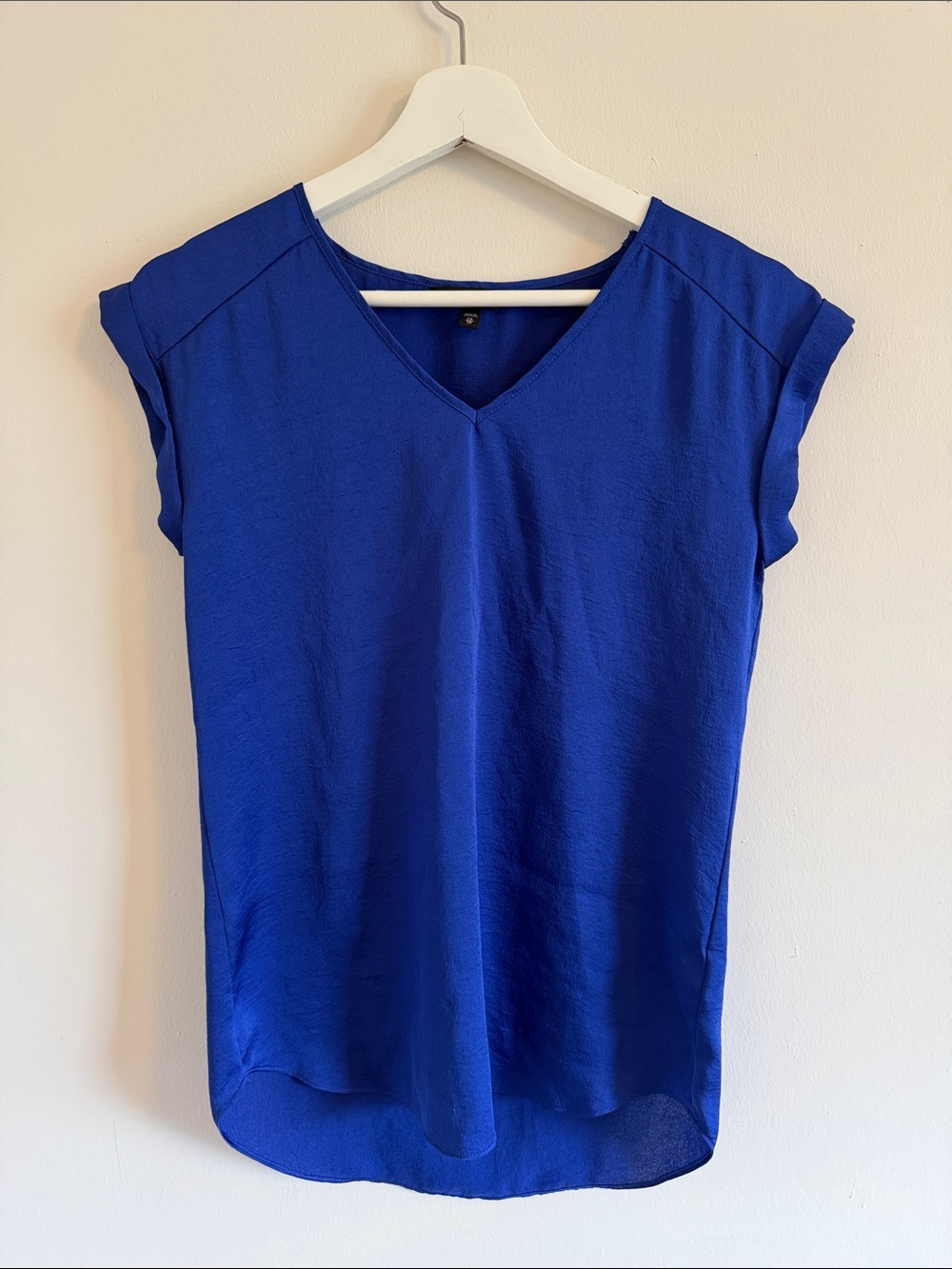 Express Royal Blue V-Neck Cap Sleeve Blouse